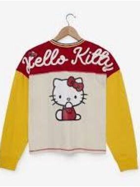 BoxLunch Hello Kitty 5 Apples Tall Colorblock Long Sleeve Shirt Girls Large